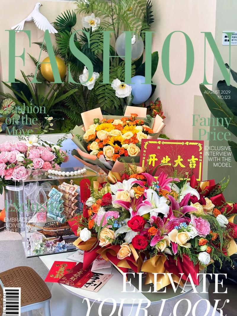 被礼物和鲜花包围的一天